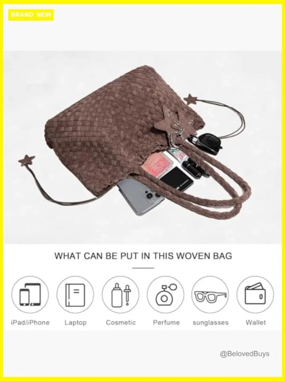Woven Tote Hobo Bag, Faux Leather Shoulder Handbag with Wallet